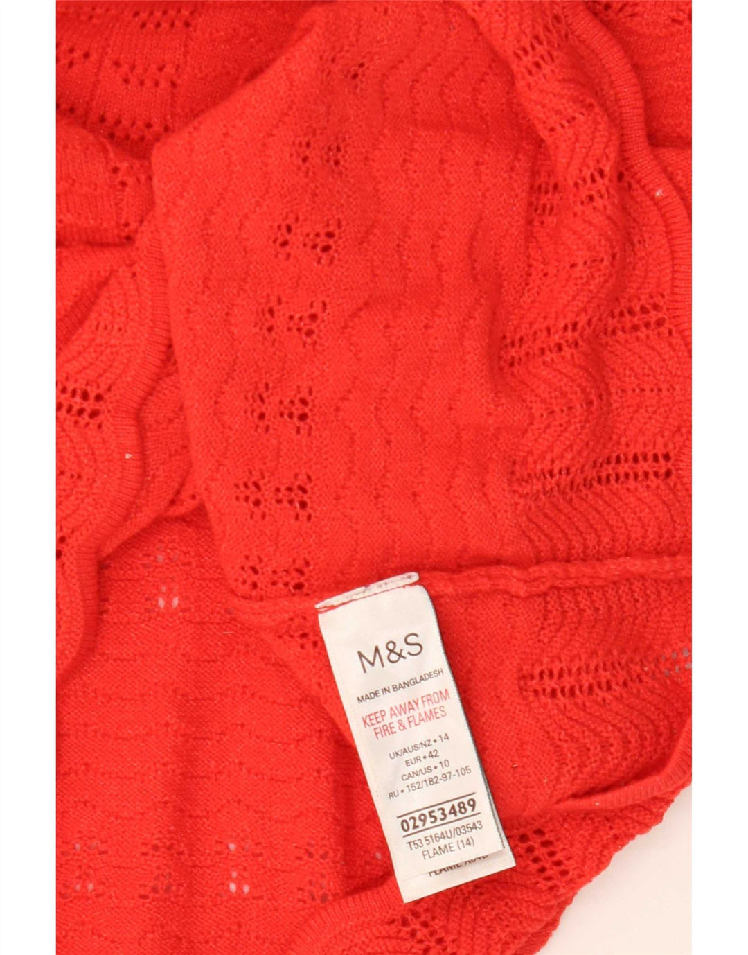 Marks & Spencer Womens V-Neck Jumper Sweater UK 14 Medium Red Polyester