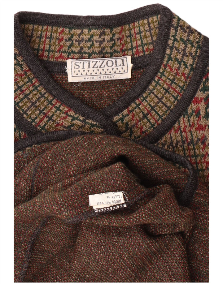 STIZZOLI Womens 6 Button Knit Blazer Jacket IT 48 XL Brown Houndstooth