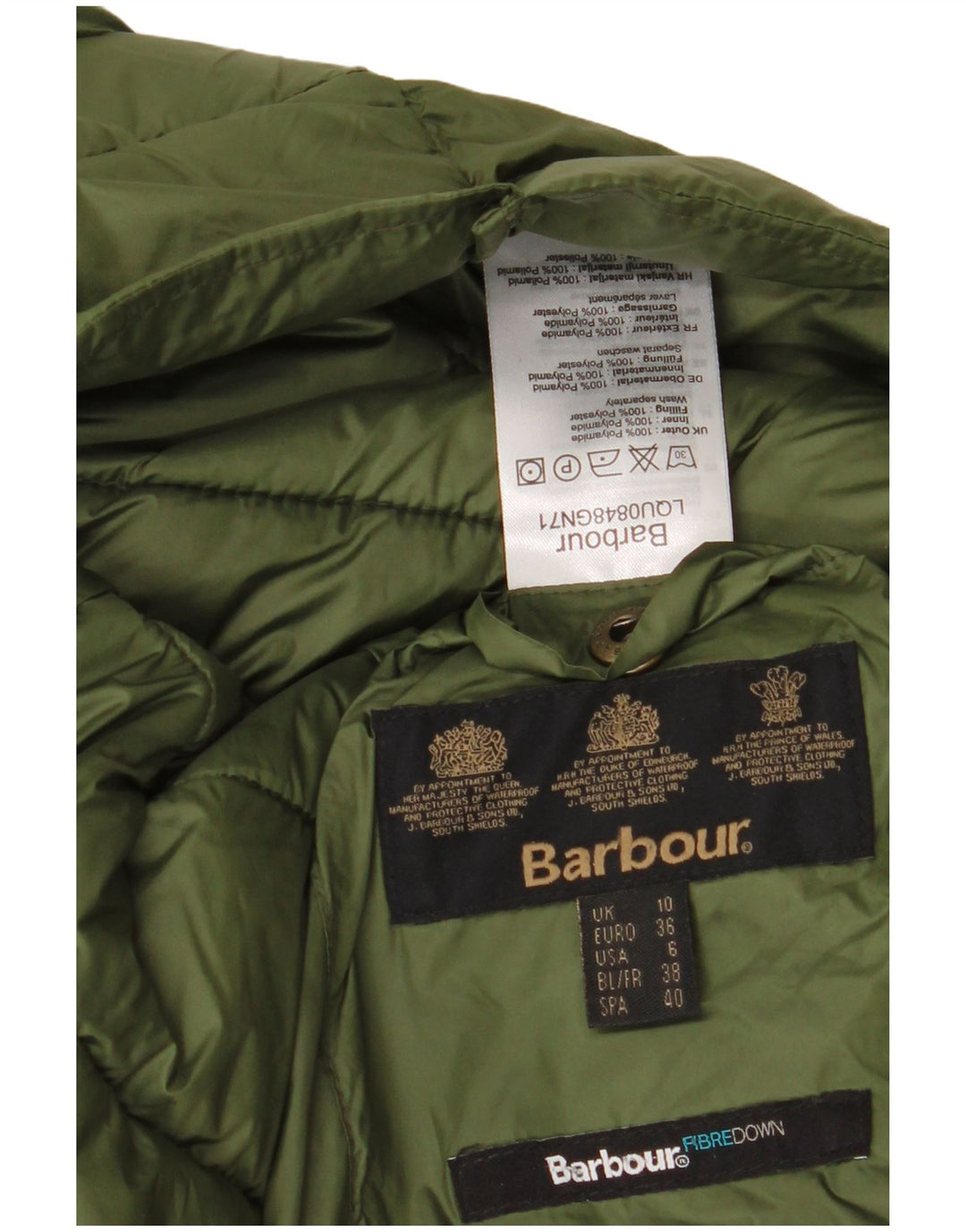 Barbour Womens Oversized Padded Jacket UK 10 Small Khaki Polyester