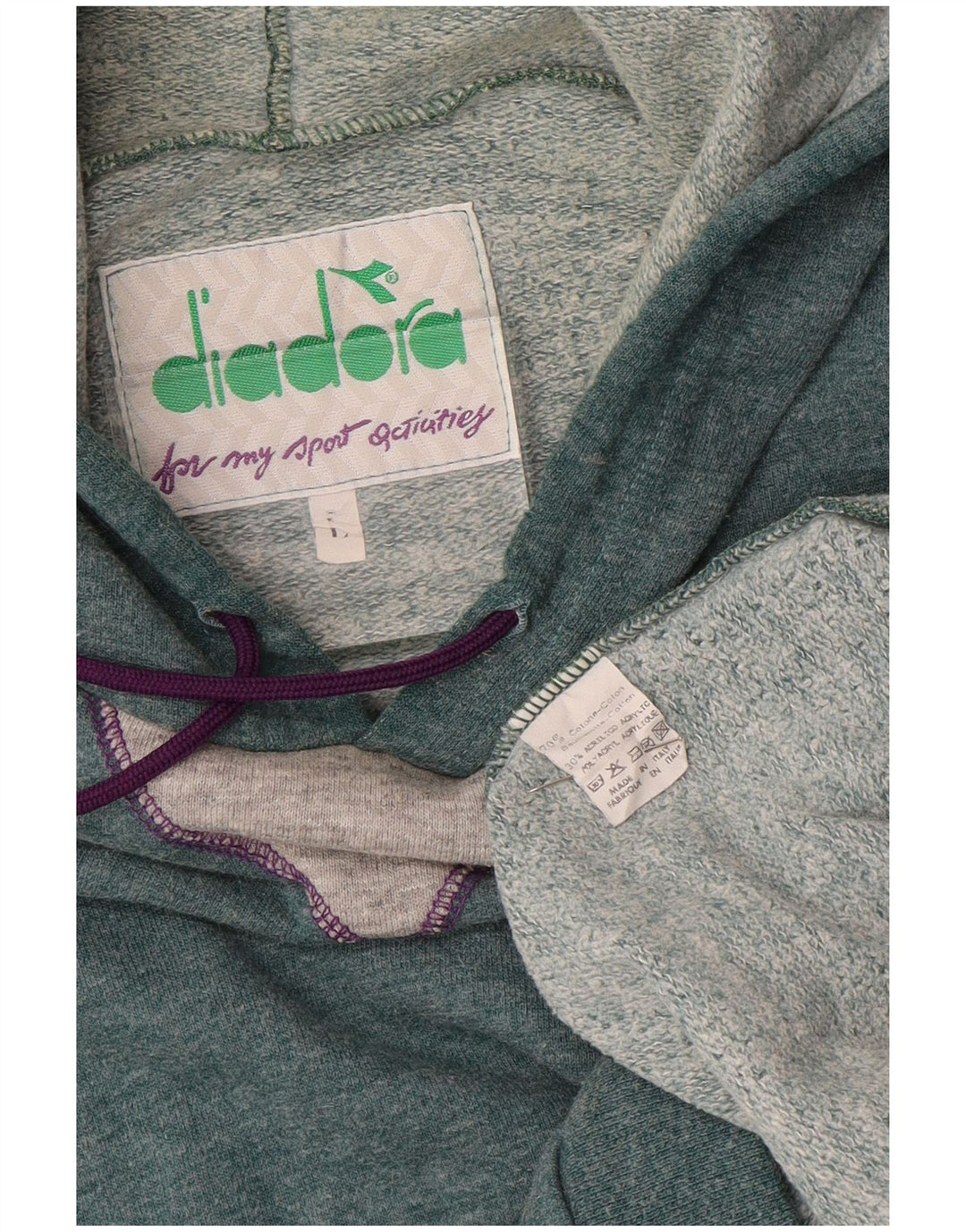 DIADORA Mens Sleeveless Hoodie Jumper Large Blue Cotton