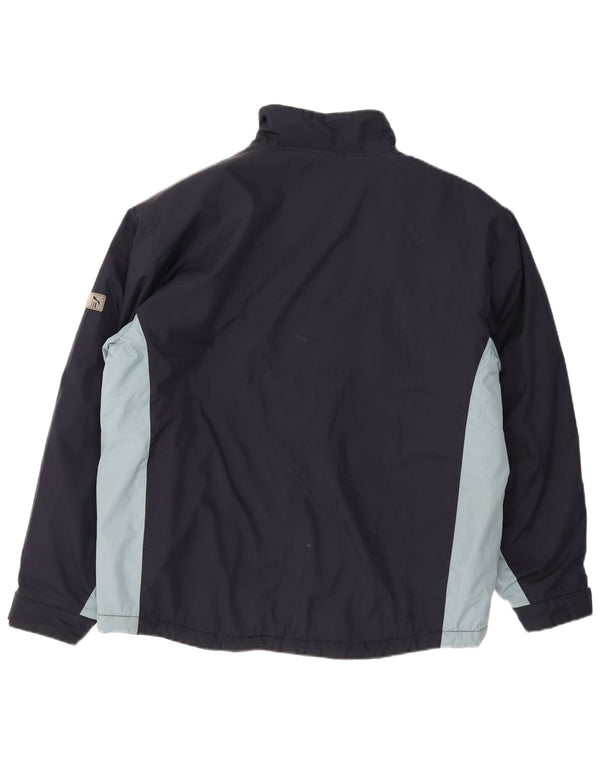 Puma Mens Windbreaker Jacket UK 42 XL Navy Blue Colourblock Polyester