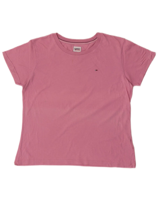 Tommy Hilfiger Womens T-Shirt Top UK 14 Large Pink Cotton