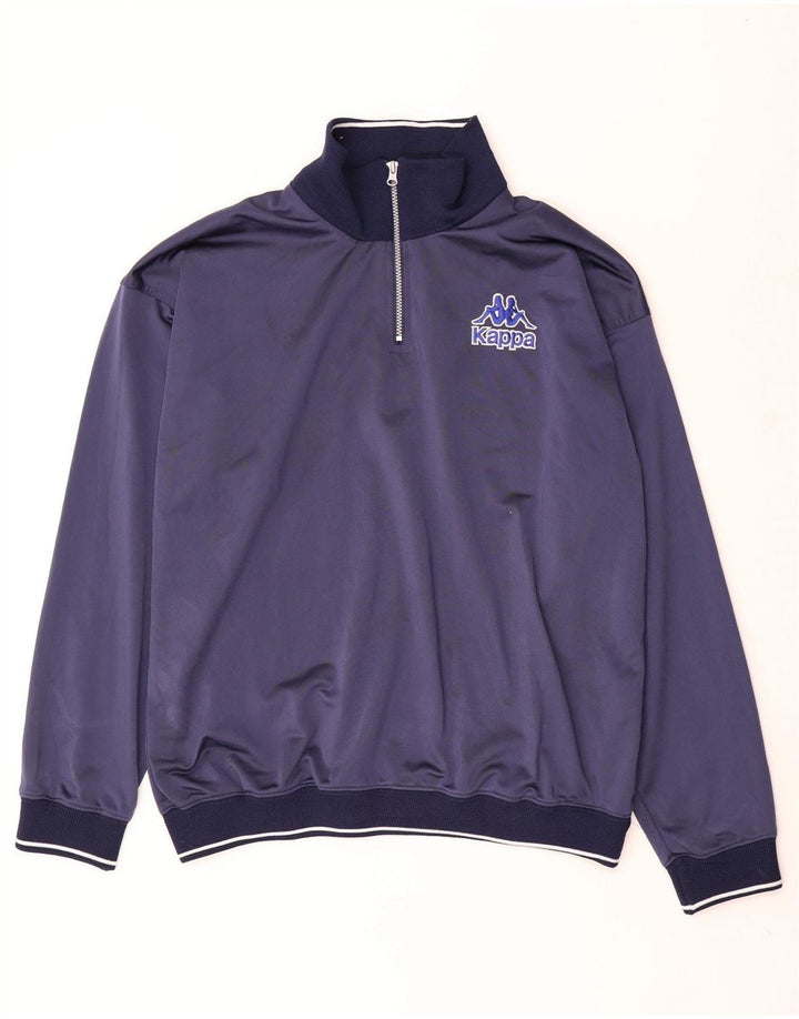 Kappa Mens Oversized Zip Neck Pullover Tracksuit Top Large Navy Blue