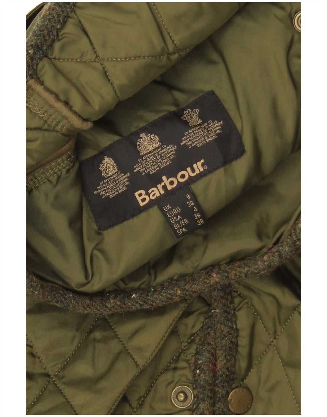 Barbour Womens Quilted Jacket UK 8 Small  Khaki