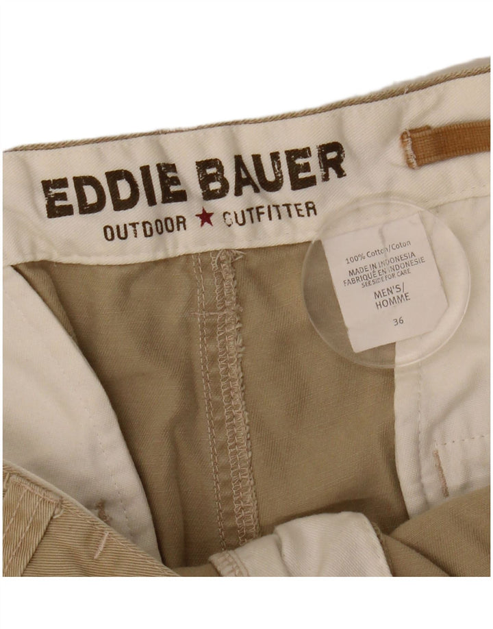 EDDIE BAUER Mens Pegged Chino Shorts W36 Large Beige Cotton