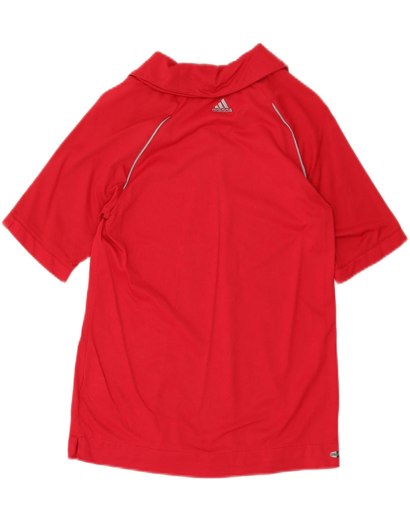ADIDAS Womens Climalite Polo Shirt UK 12 Medium Red Polyester Vintage Adidas and Second-Hand Adidas from Messina Hembry 