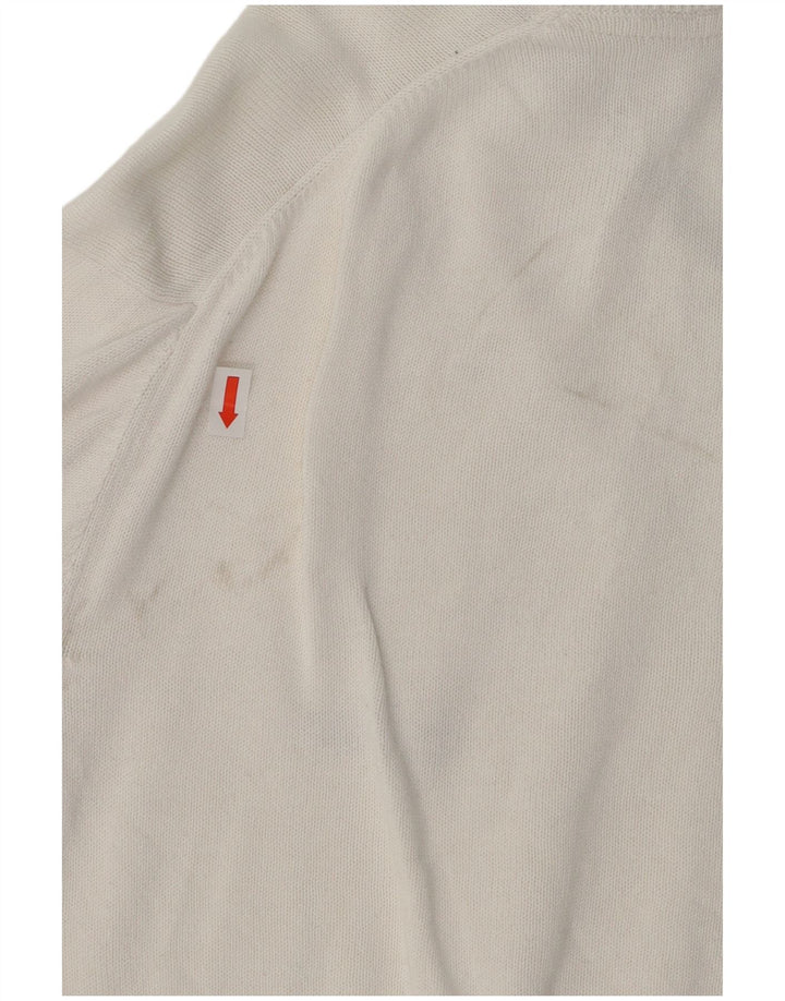 WOOLRICH Mens V-Neck Jumper Sweater Medium White