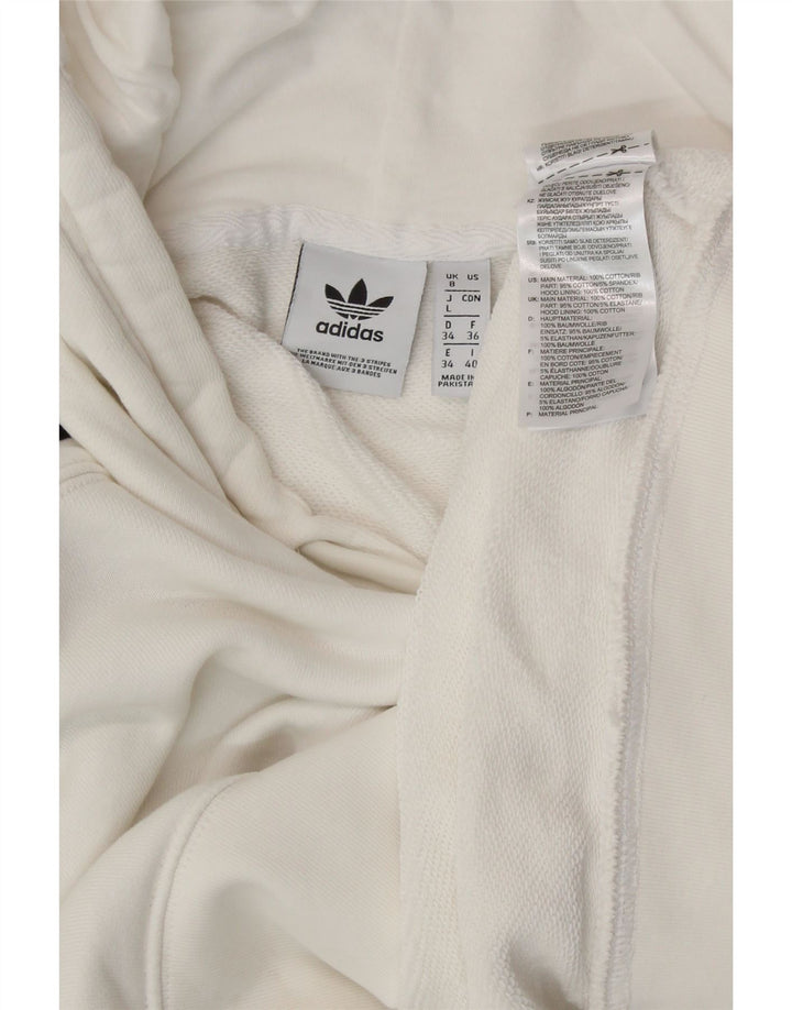ADIDAS Womens Crop Oversized Hoodie Jumper UK 8 Small  White Cotton