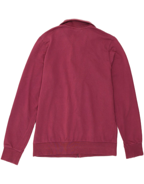 Lotto Womens Graphic Tracksuit Top Jacket UK 14 Large Burgundy Cotton