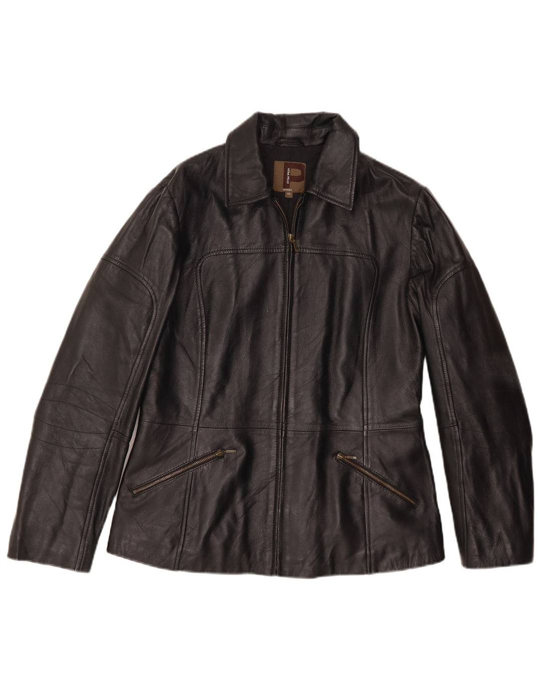 Conbipel Womens Leather Jacket IT 46 Large Black Leather