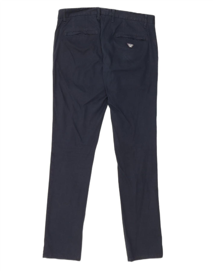 ARMANI Mens Slim Chino Trousers IT 48 Medium W32 L33 Navy Blue Cotton