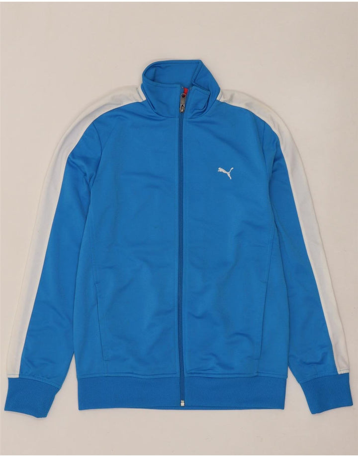 Puma Boys Tracksuit Top Jacket 13-14 Years Blue Colourblock Polyester