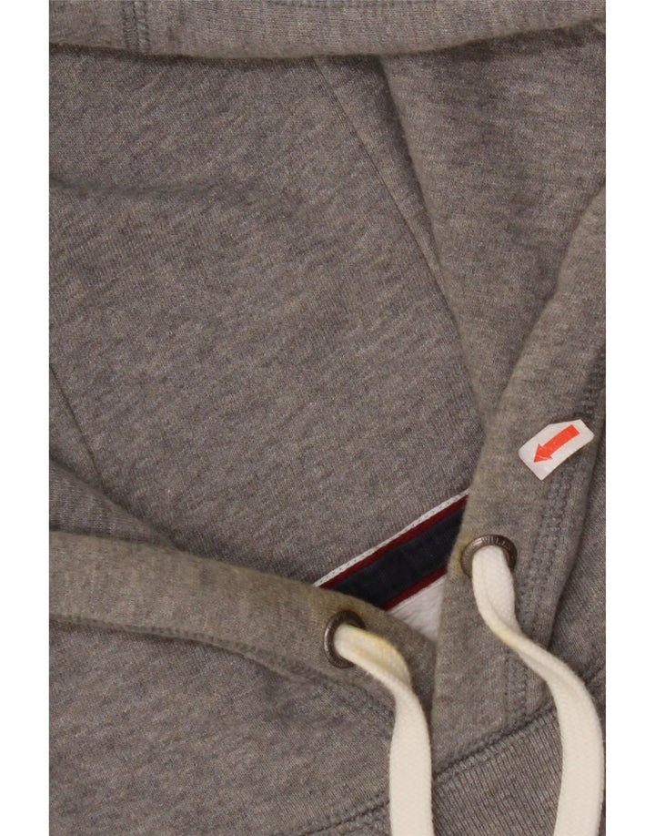 JACK WILLS Mens Graphic Hoodie Jumper Medium Grey Cotton