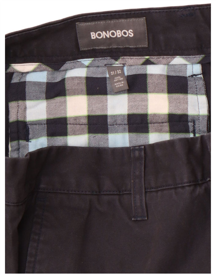 BONOBOS Mens Straight Chino Trousers W31 L32 Black Cotton