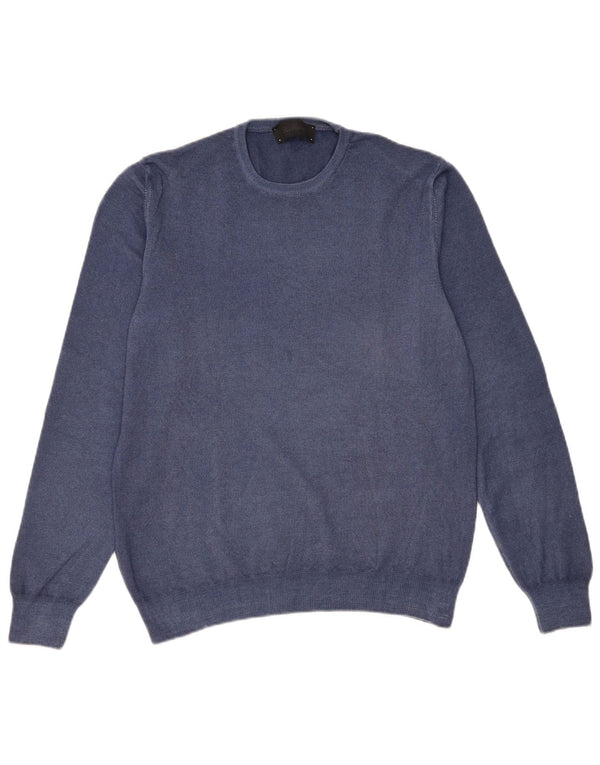 Les Copains Mens Crew Neck Jumper Sweater IT 50 Medium Navy Blue Wool