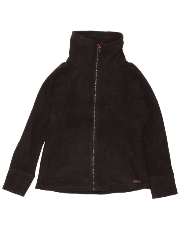Calvin Klein Womens Graphic Fleece Jacket UK 16 Large Black Polyester