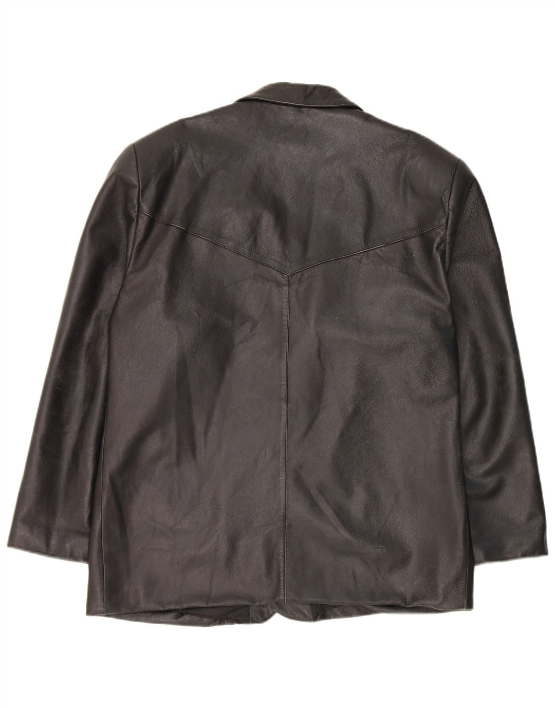 Vintage Mens 3 Button Leather Blazer Jacket UK 40 Large Black