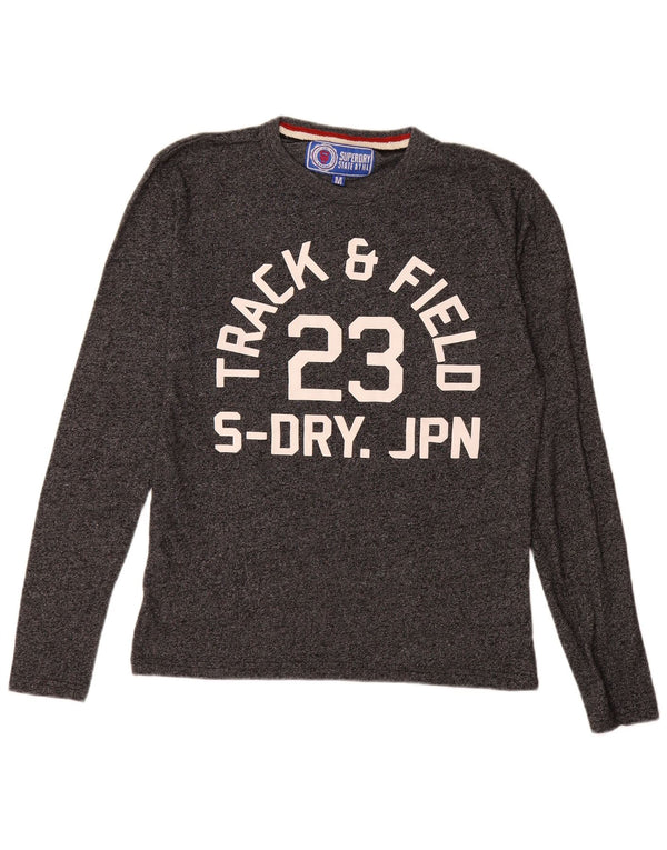 Superdry Mens Graphic Top Long Sleeve Medium Grey Cotton