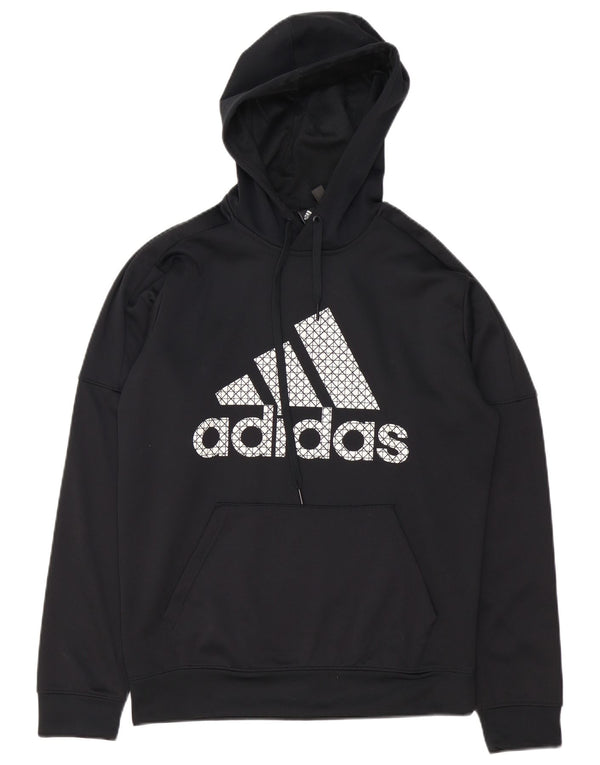 ADIDAS Mens Climawarm Graphic Hoodie Jumper Medium Black Polyester
