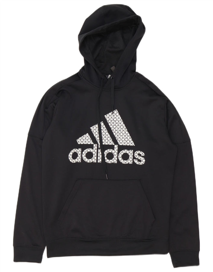 ADIDAS Mens Climawarm Graphic Hoodie Jumper Medium Black Polyester