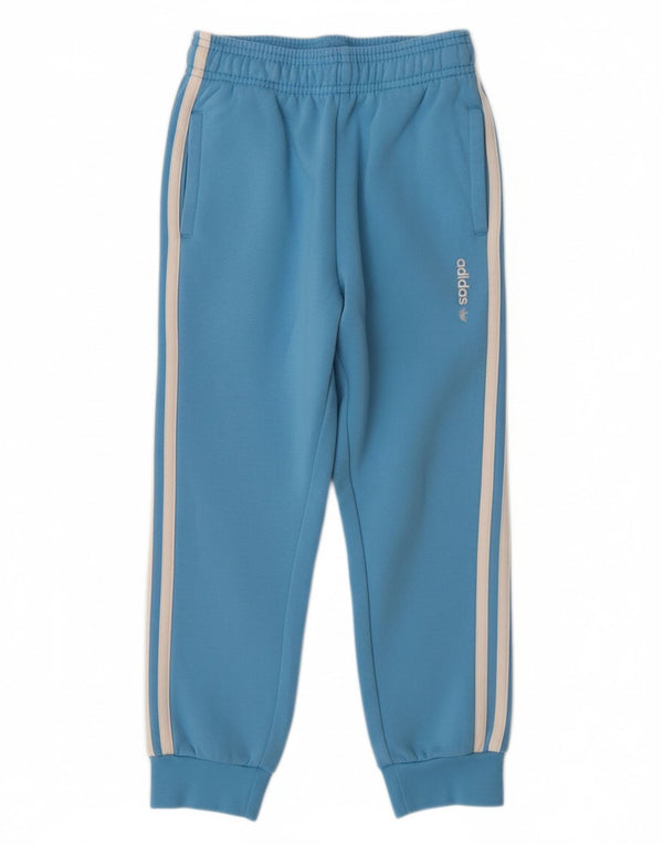 ADIDAS Boys Tracksuit Trousers Joggers 6-7 Years  Blue Cotton