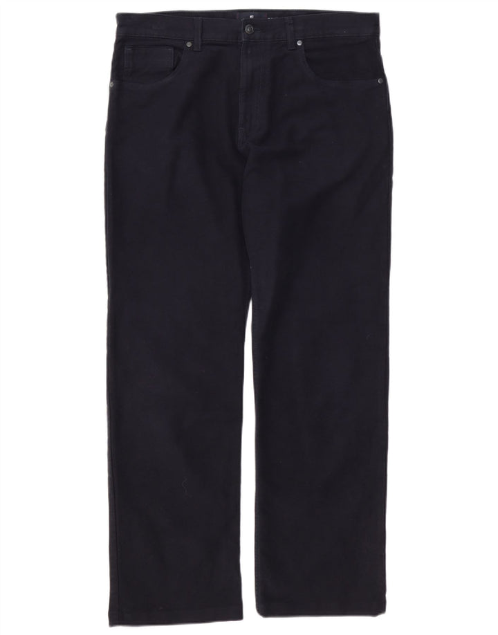 BLUE HARBOUR Mens Straight Casual Trousers W34 L29 Navy Blue Cotton