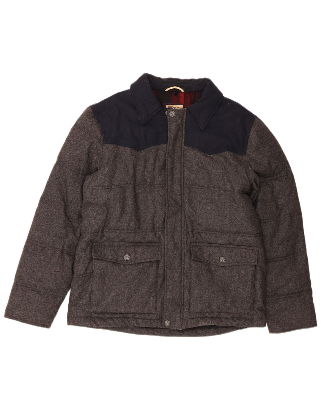 Marks & Spencer Mens Padded Jacket UK 41 Large Grey Colourblock Wool