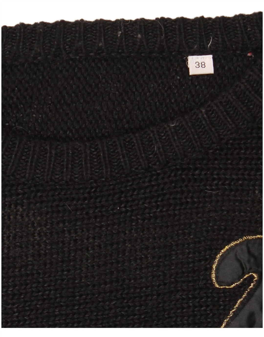 VINTAGE Womens Crew Neck Jumper Sweater EU 38 Medium Black Colourblock