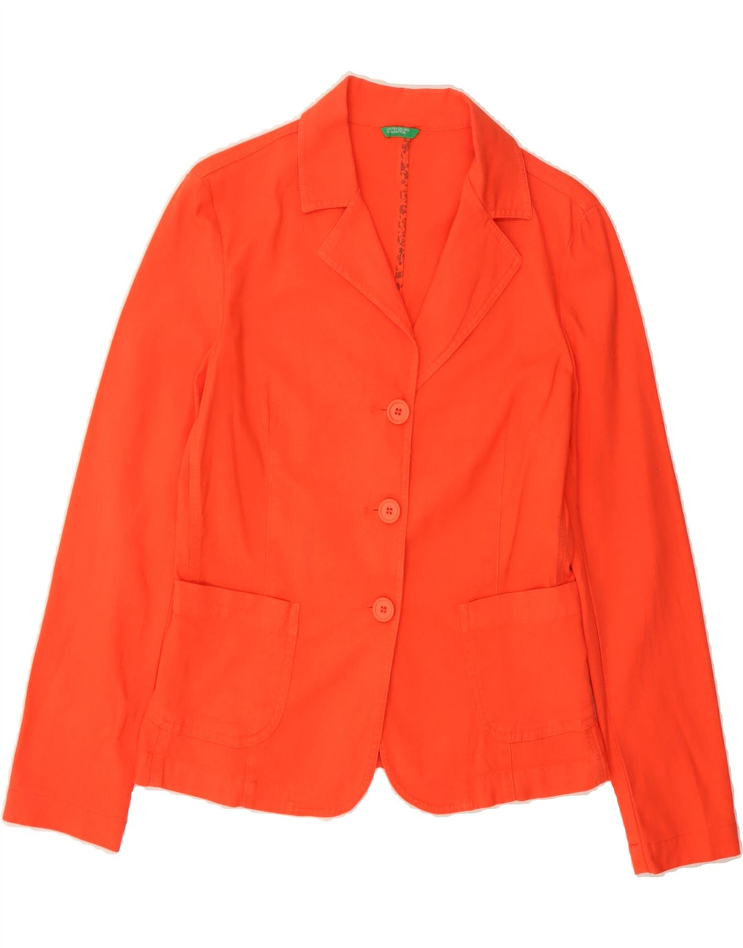 BENETTON Womens 3 Button Blazer Jacket IT 44 Medium Orange Cotton Vintage Benetton and Second-Hand Benetton from Messina Hembry 