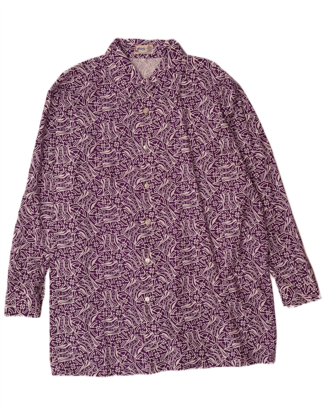 VINTAGE Mens Abstract Pattern Shirt Size 44 XL Purple