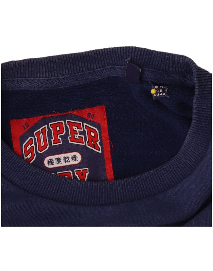 Superdry Womens Graphic Oversized Sweatshirt Jumper UK 12 Medium Navy Blue
