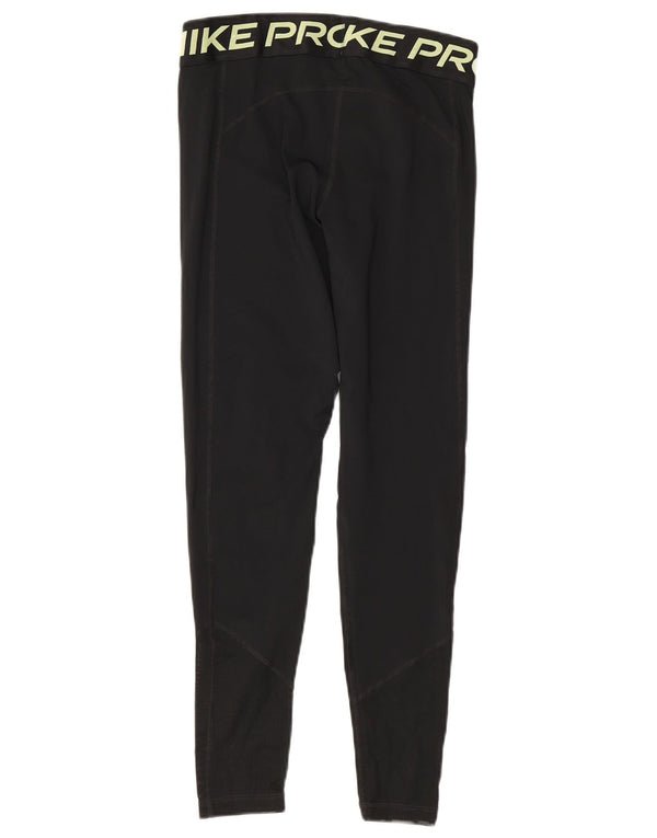 Nike Womens Dri Fit Graphic Leggings UK 12 Medium Black Polyester