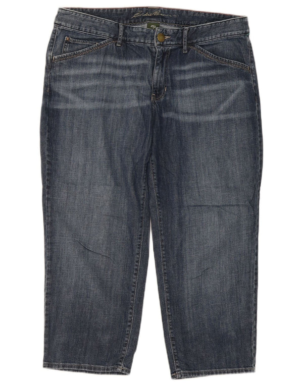 Eddie Bauer Womens Cropped Jeans US 12 Large W34 L24 Navy Blue Cotton