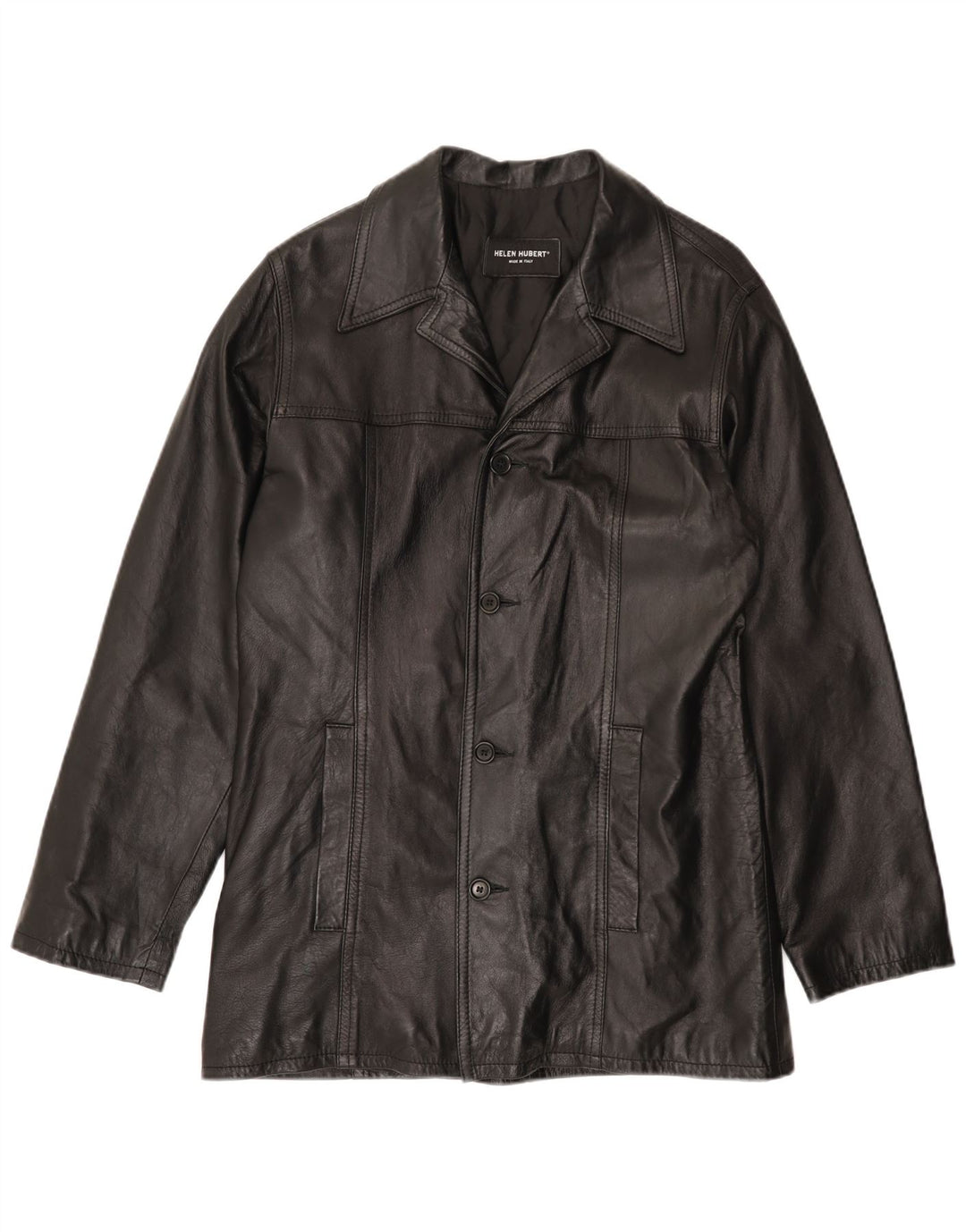 HELEN HUBERT Mens Leather Jacket UK 38 Medium Black Leather