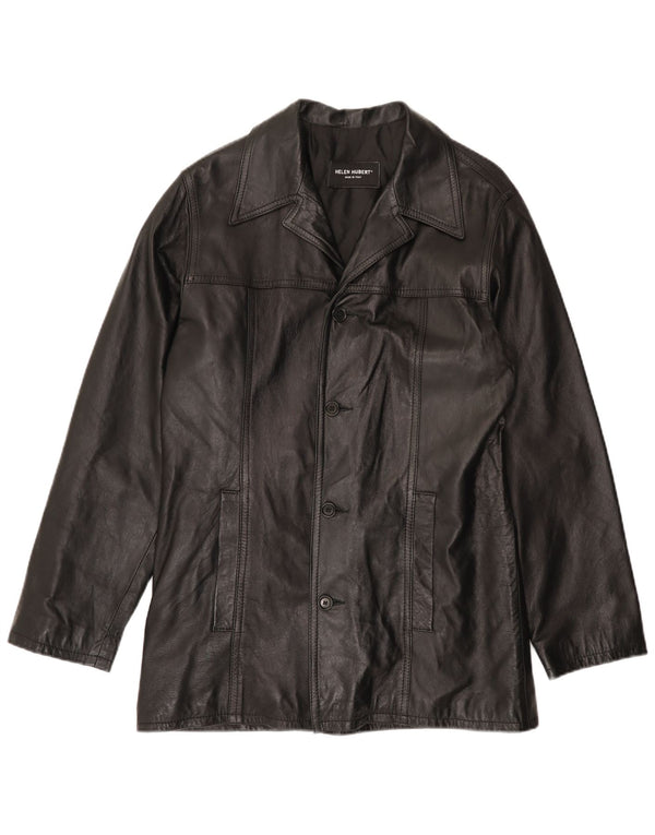 HELEN HUBERT Mens Leather Jacket UK 38 Medium Black Leather