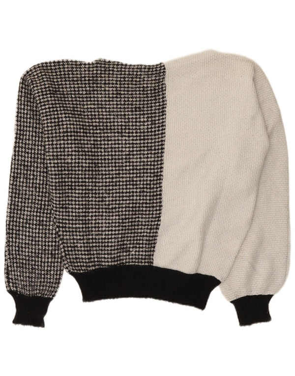 Vintage Womens Boat Neck Jumper Sweater UK 14 Medium White Colourblock