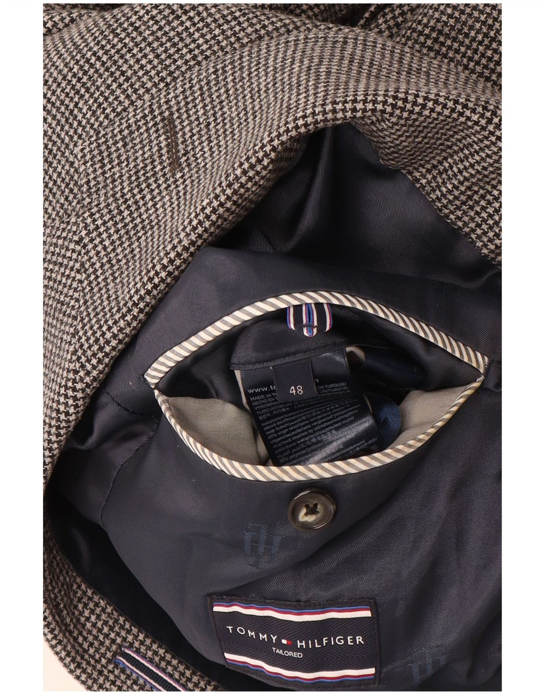 TOMMY HILFIGER Mens Tailored Blazer Jacket IT 48 Medium Grey Houndstooth