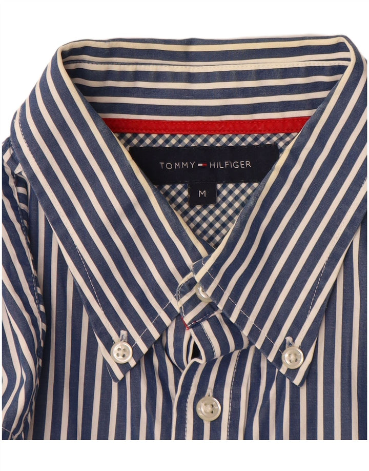 Tommy Hilfiger Mens Shirt Medium Blue Pinstripe Cotton