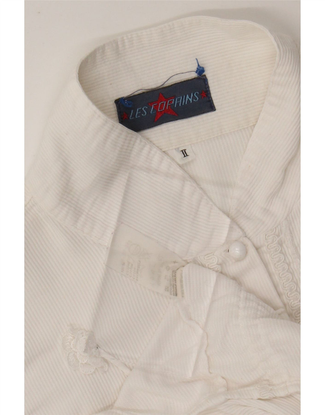 LES COPAINS Womens Crop Corduroy Shirt Blouse UK 12 Medium White Floral