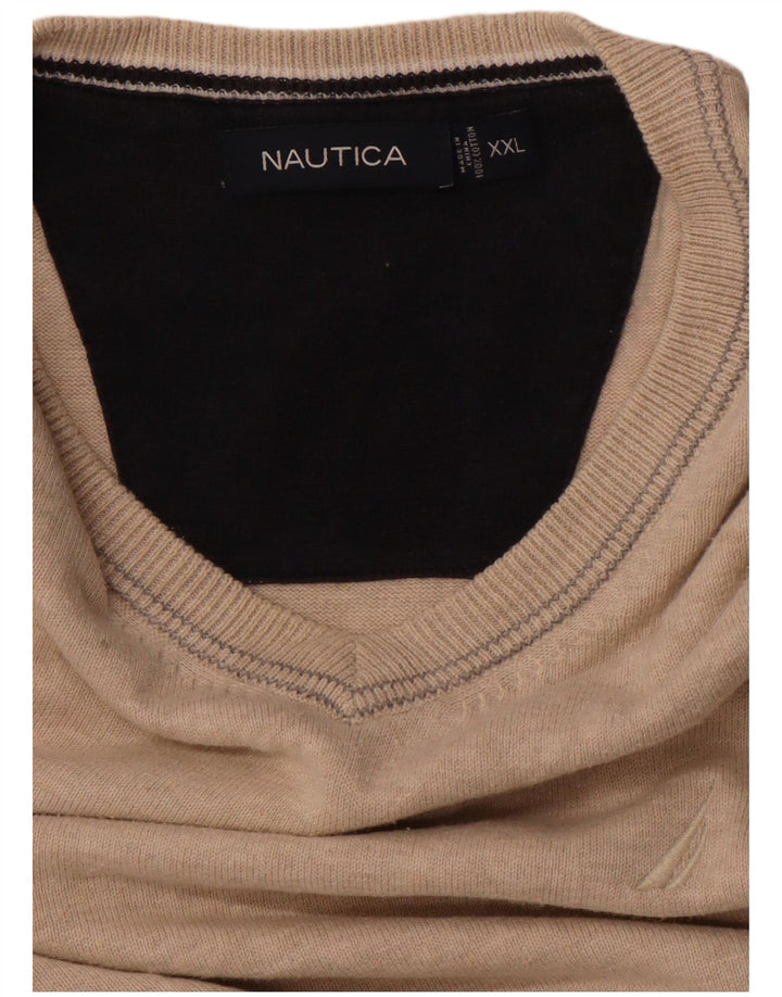 NAUTICA Mens Vest Tank Top 2XL Beige Cotton