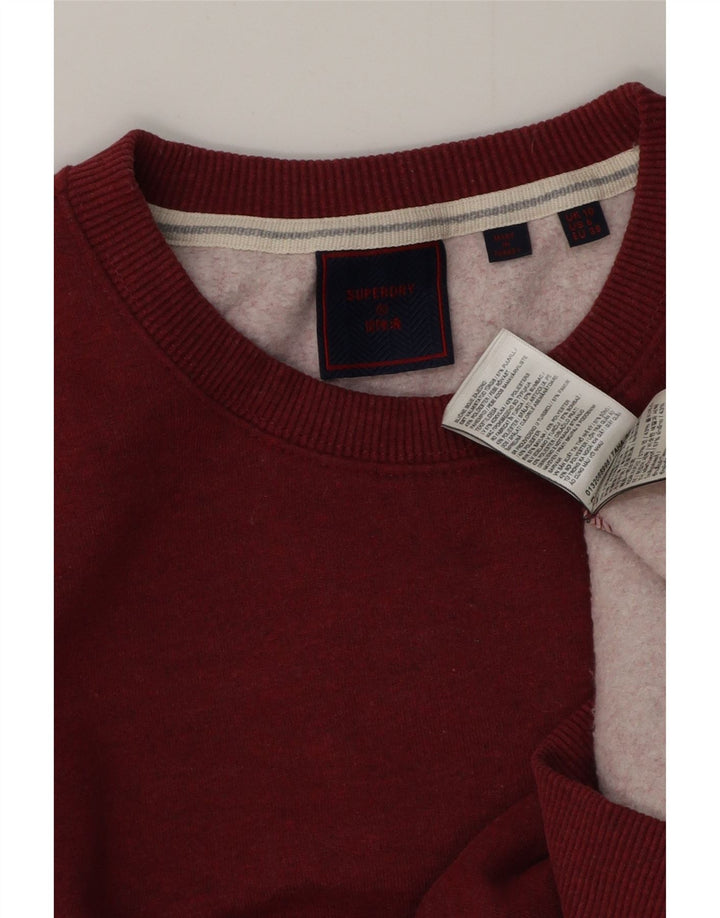 Superdry Womens Oversized Sweatshirt Jumper UK 10 Small Burgundy Cotton