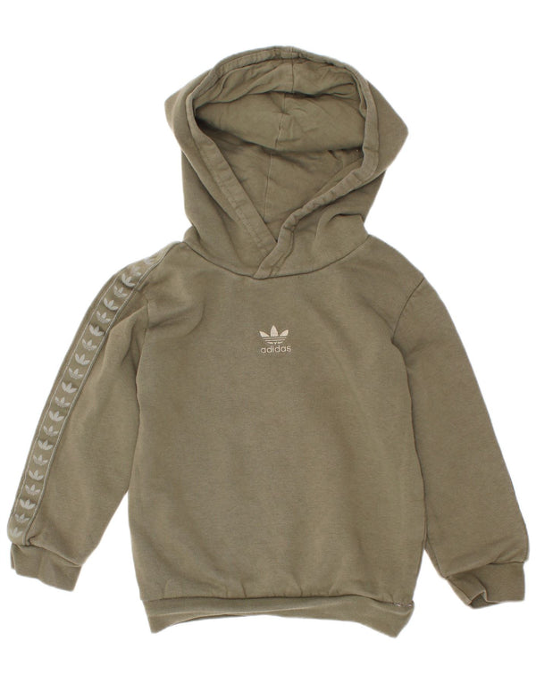 Adidas Boys Graphic Hoodie Jumper 3-4 Years Khaki Cotton
