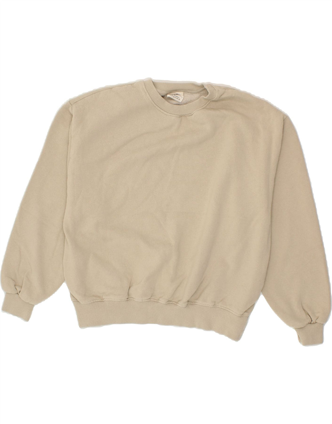 PULL & BEAR Womens Oversized Sweatshirt Jumper UK 10 Small Beige Cotton Vintage Pull & Bear and Second-Hand Pull & Bear from Messina Hembry 