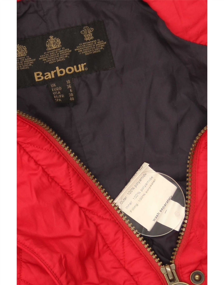 Barbour Womens Quilted Jacket UK 10 Small Red Polyamide
