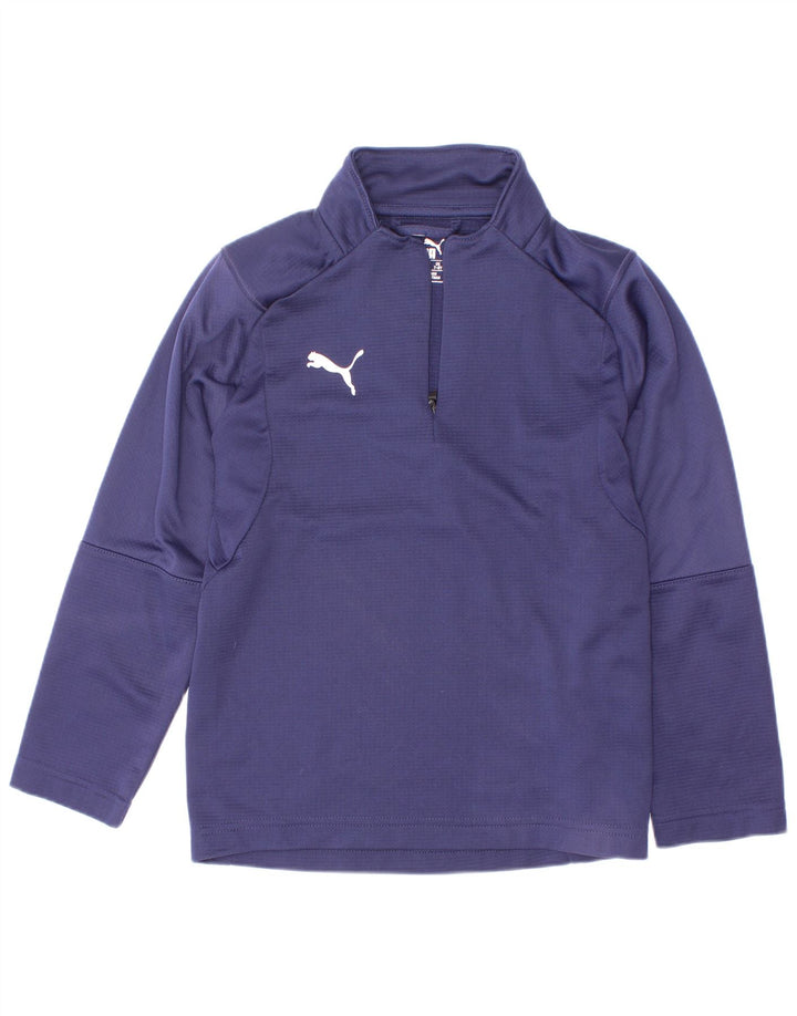 Puma Boys Zip Neck Pullover Tracksuit Top 7-8 Years Navy Blue