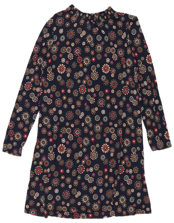 Marks & Spencer Womens Long Sleeve Shift Dress UK 14 Large Navy Blue Floral