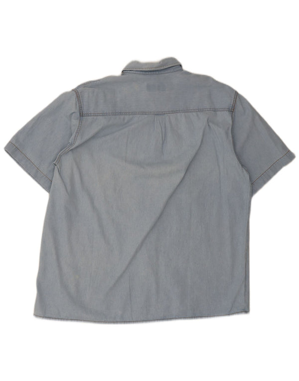 Duty Free Mens Short Sleeve Denim Shirt Large Blue Cotton