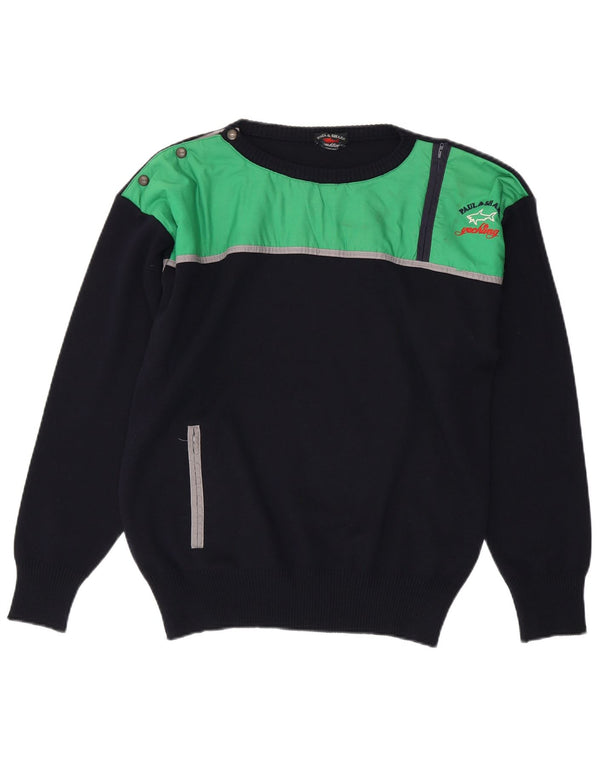 Paul & Shark Mens Zip Neck Jumper Sweater Medium Navy Blue Virgin Wool