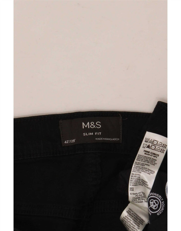 Marks & Spencer Mens Slim Jeans W42 L29 Black Cotton