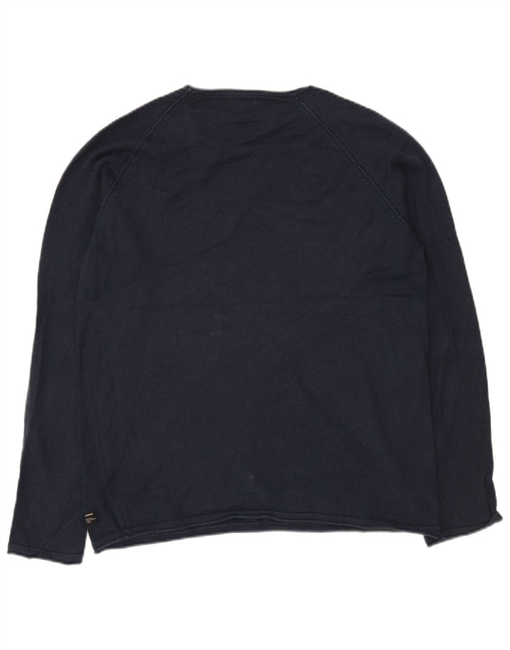 JACK & JONES Mens Crew Neck Jumper Sweater Medium Navy Blue Cotton